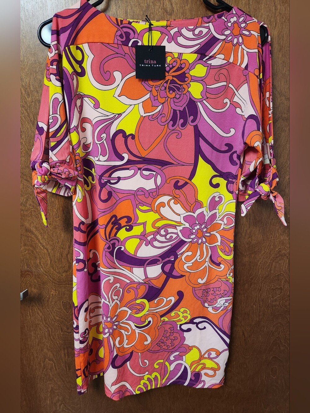 Trina Turk Pink Orange Yellow Purple Floral Midi Dress